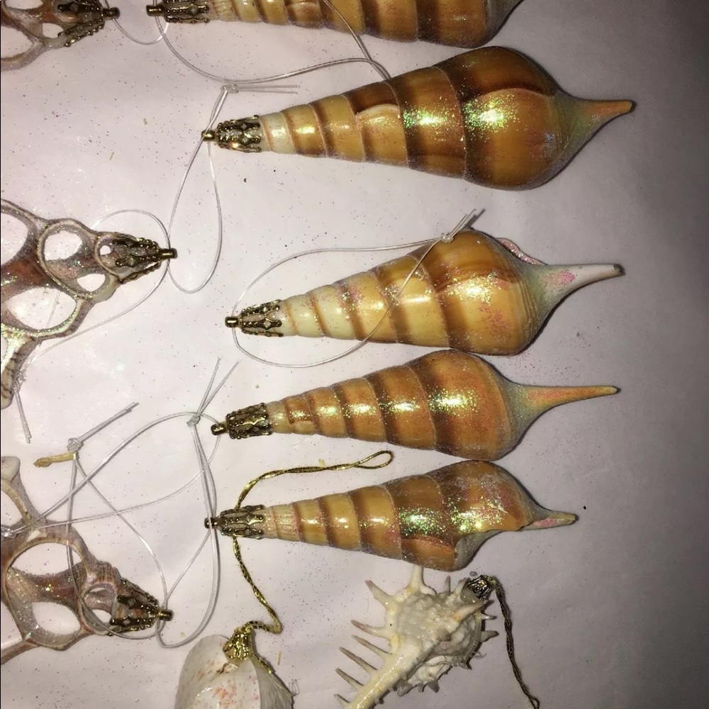 Seashell Christmas TREE ORNAMENTS LOT 12pc sparkly - Picture 5 of 5
